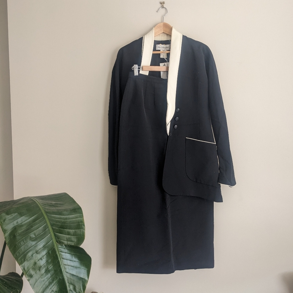 Vintage Karl Lagerfeld Tuxedo Skirt Suit Set